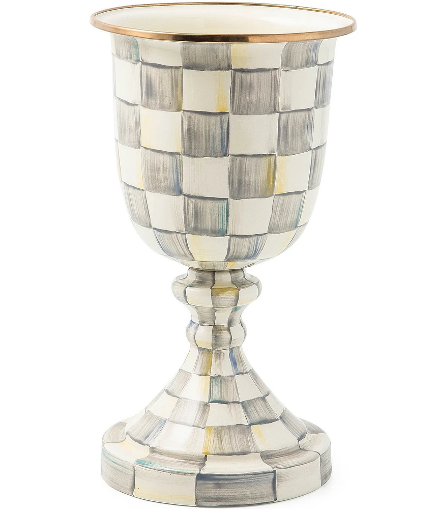 MacKenzie-Childs Sterling Check® Enamel Pedestal Vase