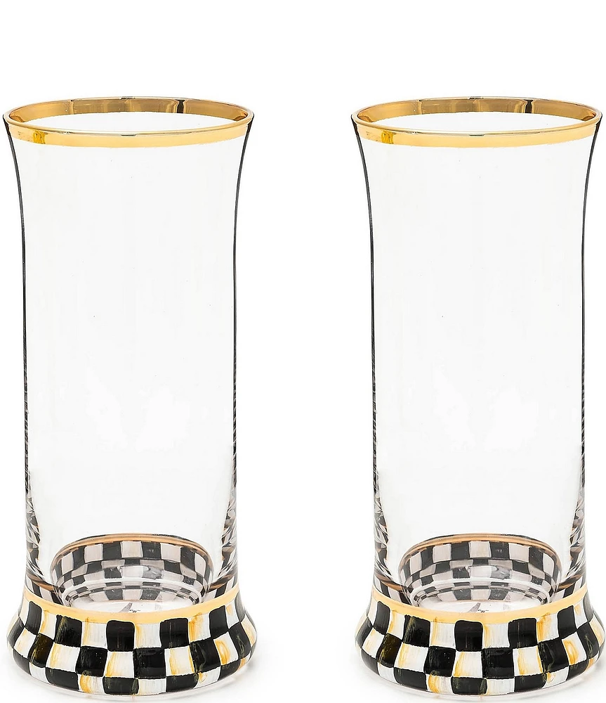 MacKenzie-Childs Check Highball Glass, Set of 2