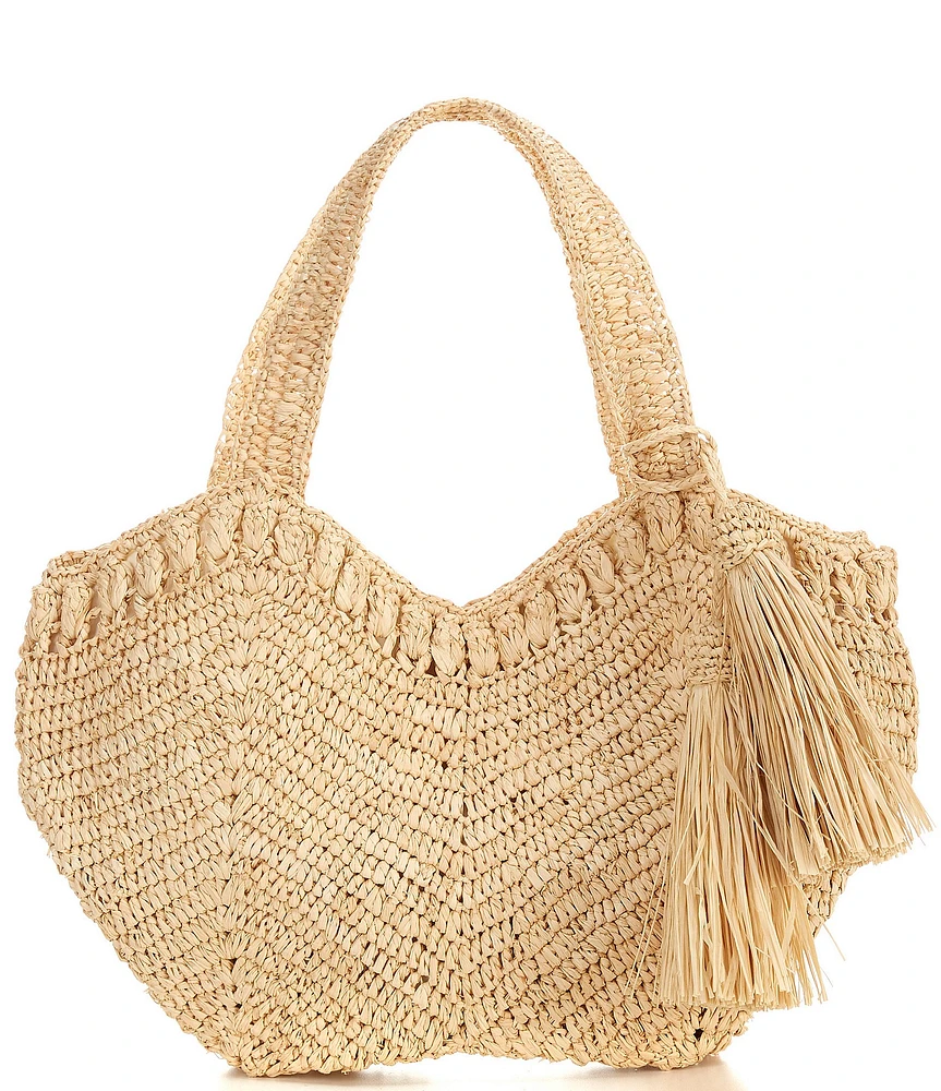 Mar Y Sol Bonnie Raffia Tassel Satchel Bag