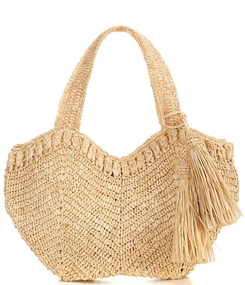Mar Y Sol Bonnie Raffia Tassel Satchel Bag