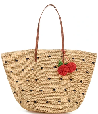 Mar Y Sol Florence Cherry Charm Straw Tote Bag