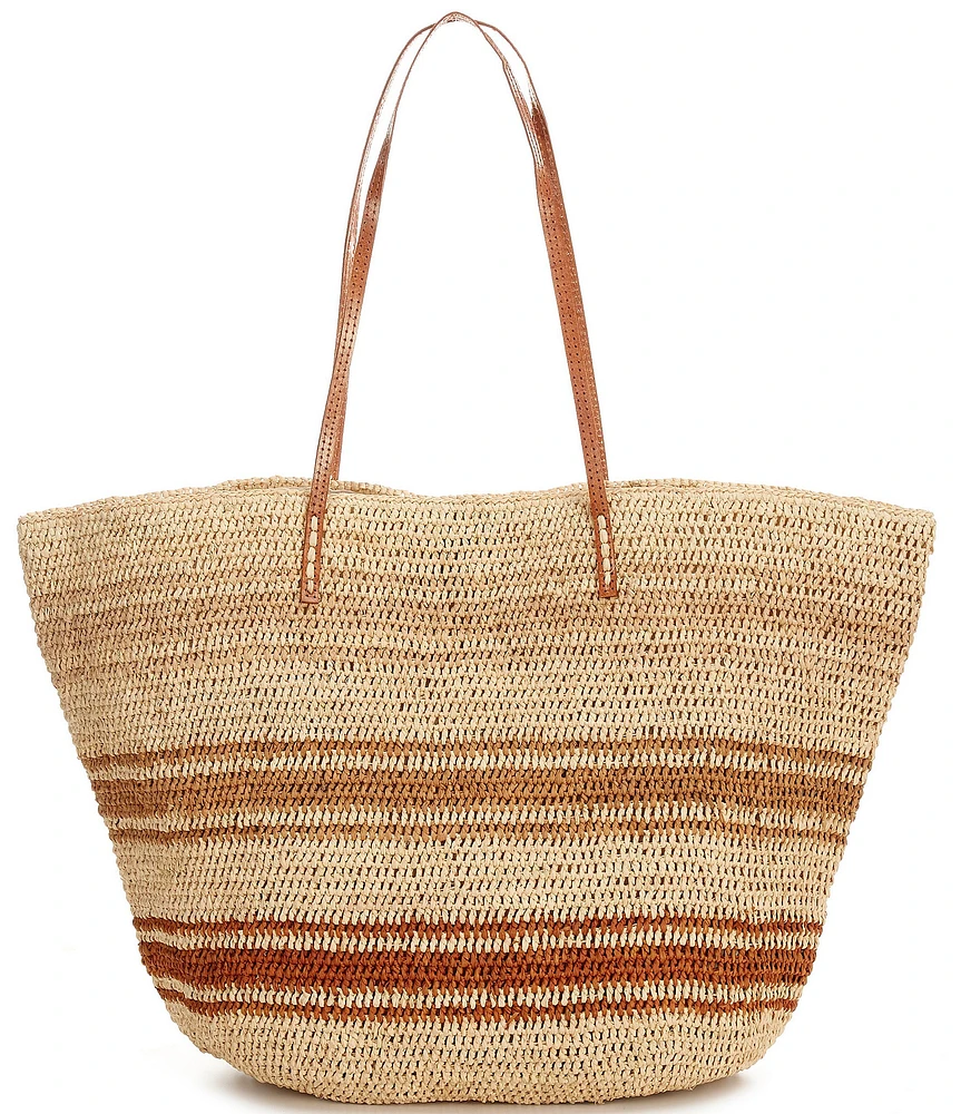 Mar Y Sol Mira Striped Straw Tote Bag