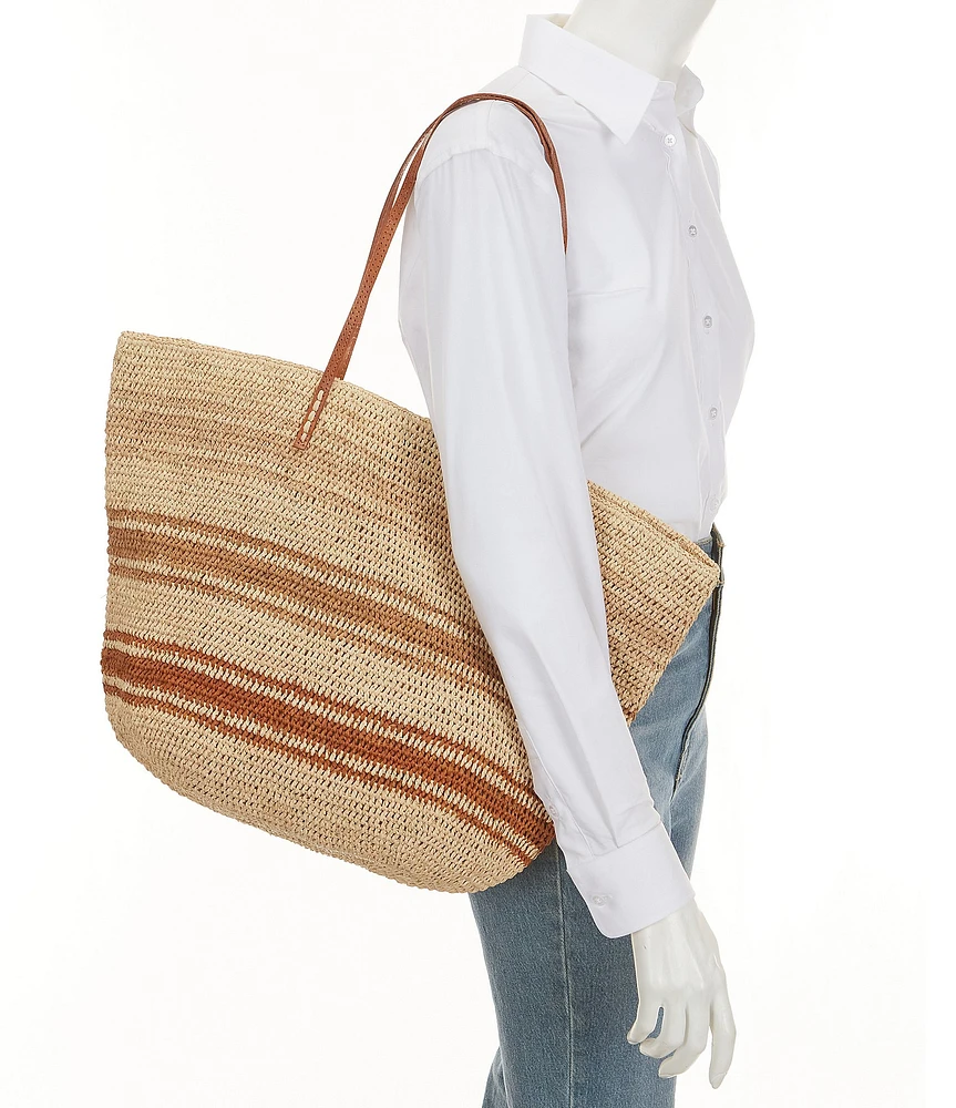 Mar Y Sol Mira Striped Straw Tote Bag