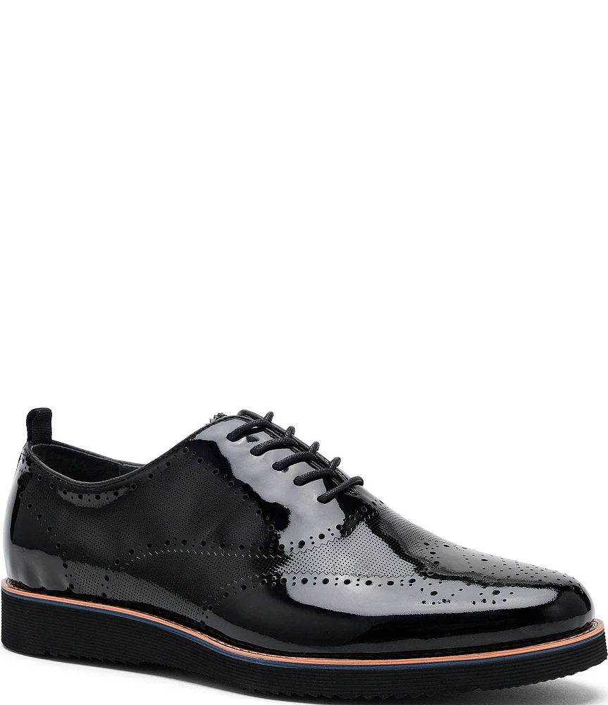 Marc Nolan Oscar Perforated Patent Leather Wholecut Wingtip Brogue Oxfords
