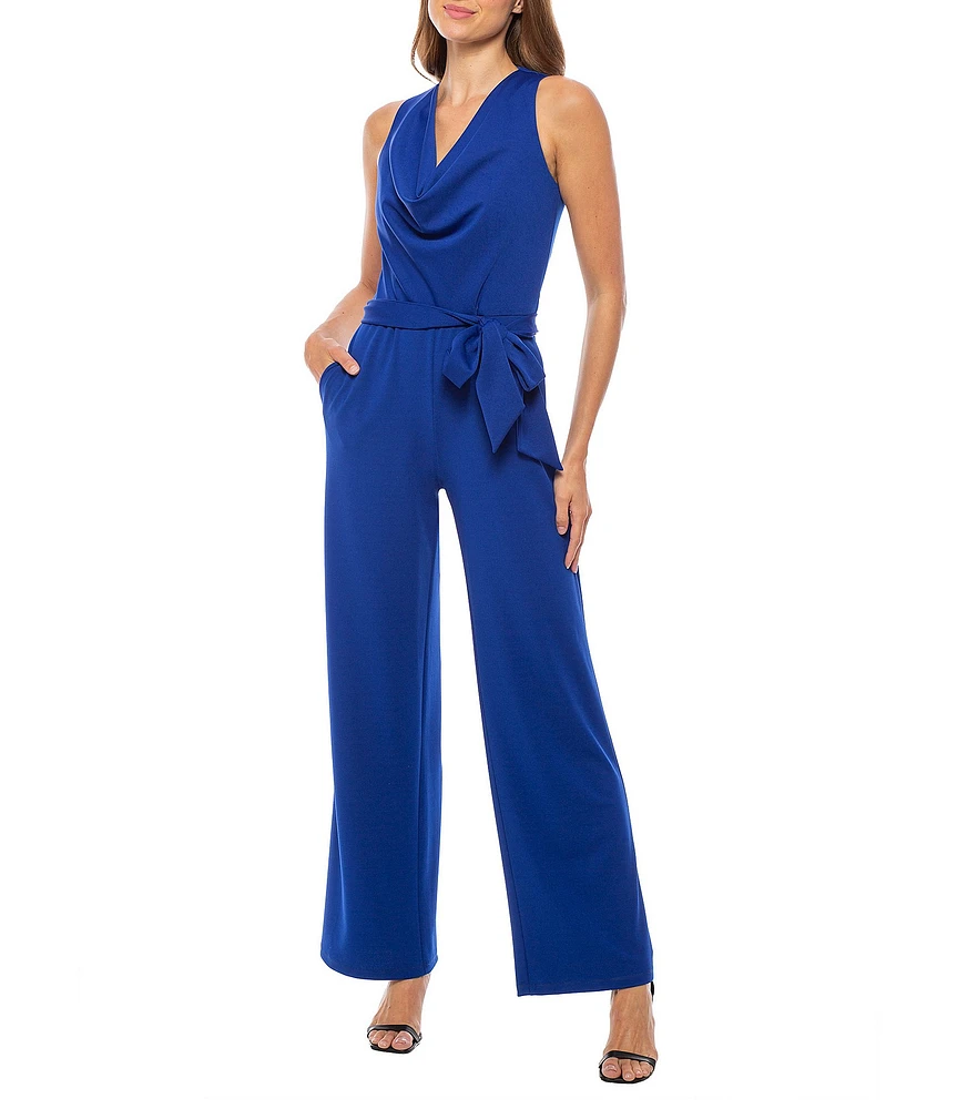Marina Cowl Neck Sleeveless Scuba Crepe Jumpsuit