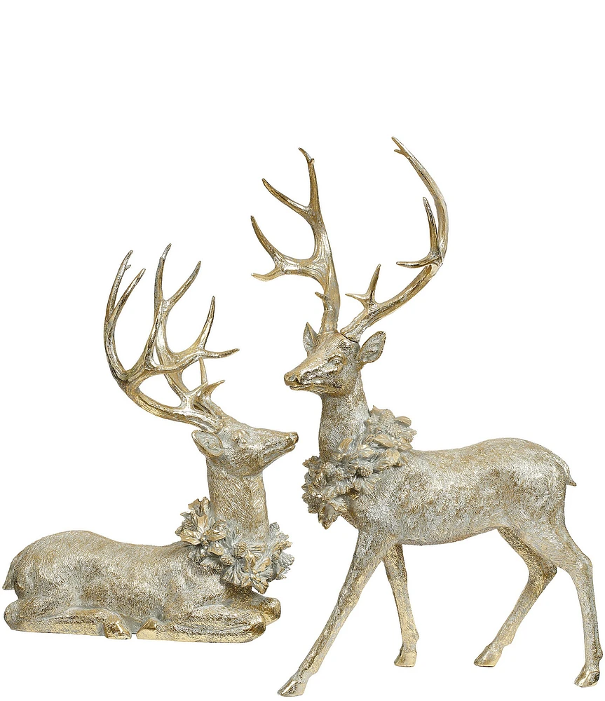 Mark Roberts Holiday Collection Assorted Deer With Wreath Figurine Set, Set of 2