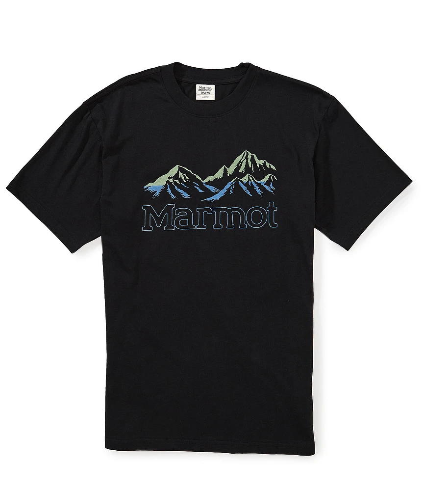 Marmot Peaks Line Drawing Graphic Short Sleeve T-Shirt