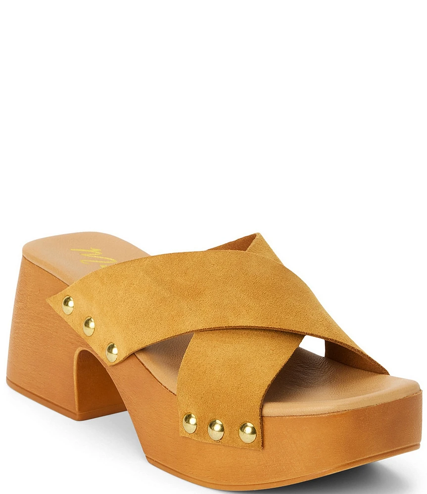 Matisse Venice Suede Crisscross Banded Stud Detail Platform Sandals