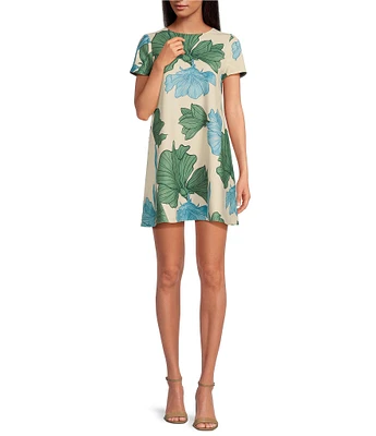 Mestiza New York Cecily Convertible Floral Print Round Neck Short Sleeve A-Line Dress