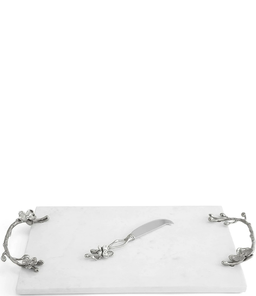 Michael Aram White Orchid Collection Cheese Board with Knife