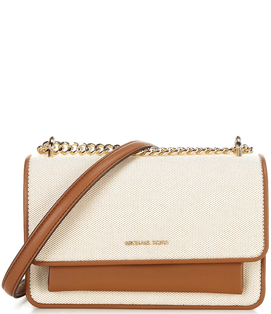 Michael Kors Claire Large Canvas Contrast Trim Shoulder Bag