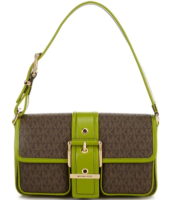 Michael Kors Colby Medium Buckled Contrast Trim Shoulder Bag