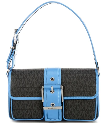 Michael Kors Colby Medium MK Signature Contrast Trim Shoulder Bag