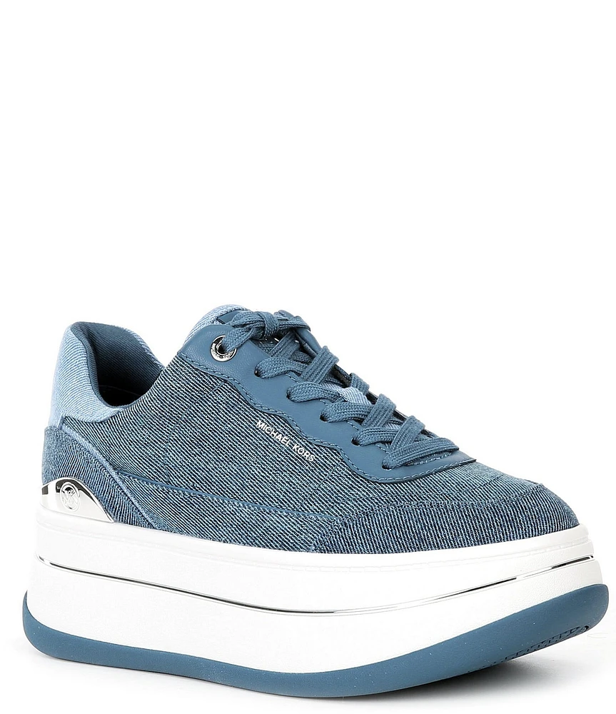 Michael Kors Hayes Denim Platform Lace Up Sneakers