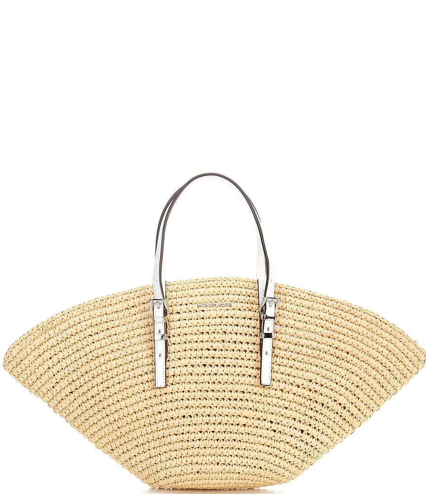 Michael Kors Isa Small Straw Fan Tote Bag