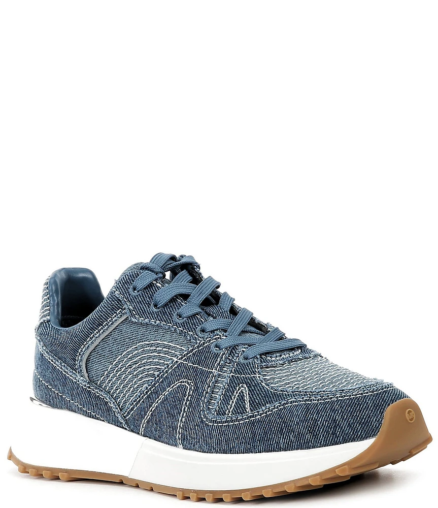 Michael Kors Jaime Denim Platform Lace Up Trainer Sneakers