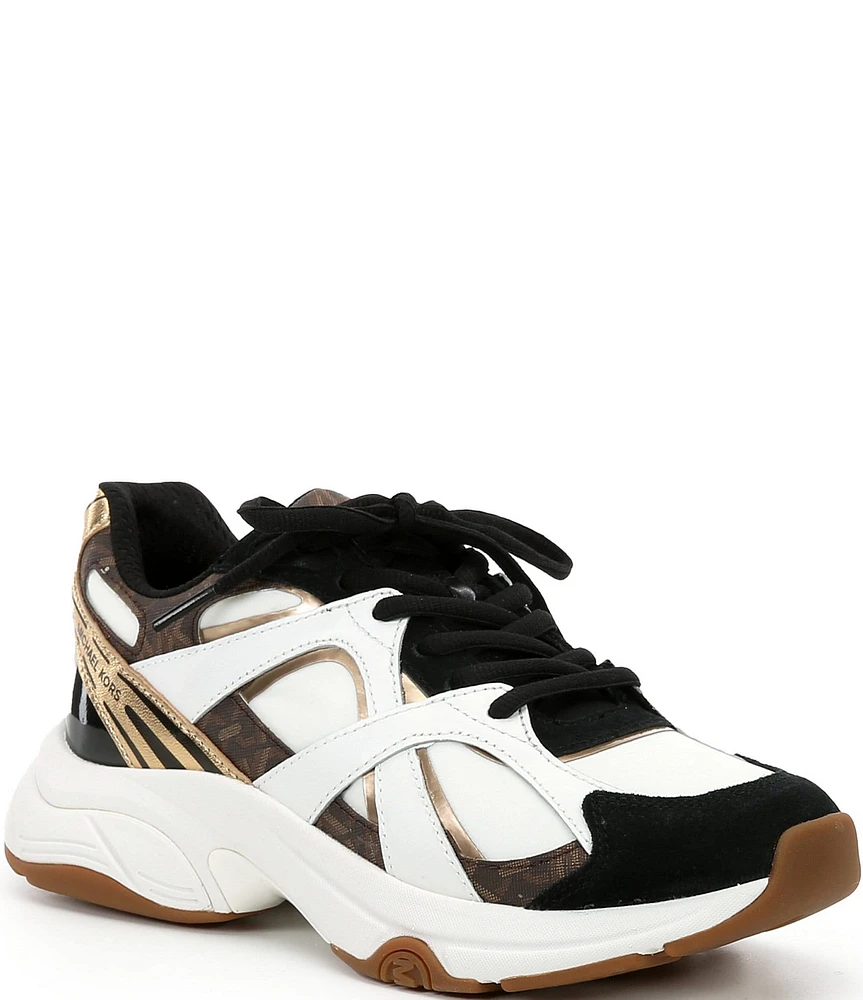Michael Kors Leo Suede Logo Detail Lace Up Wedge Sneakers