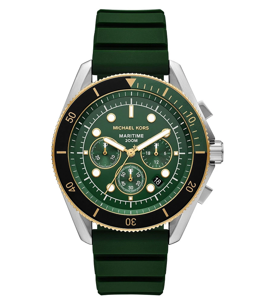 Michael Kors Men's Maritime Chronograph Green Silicone Strap Watch