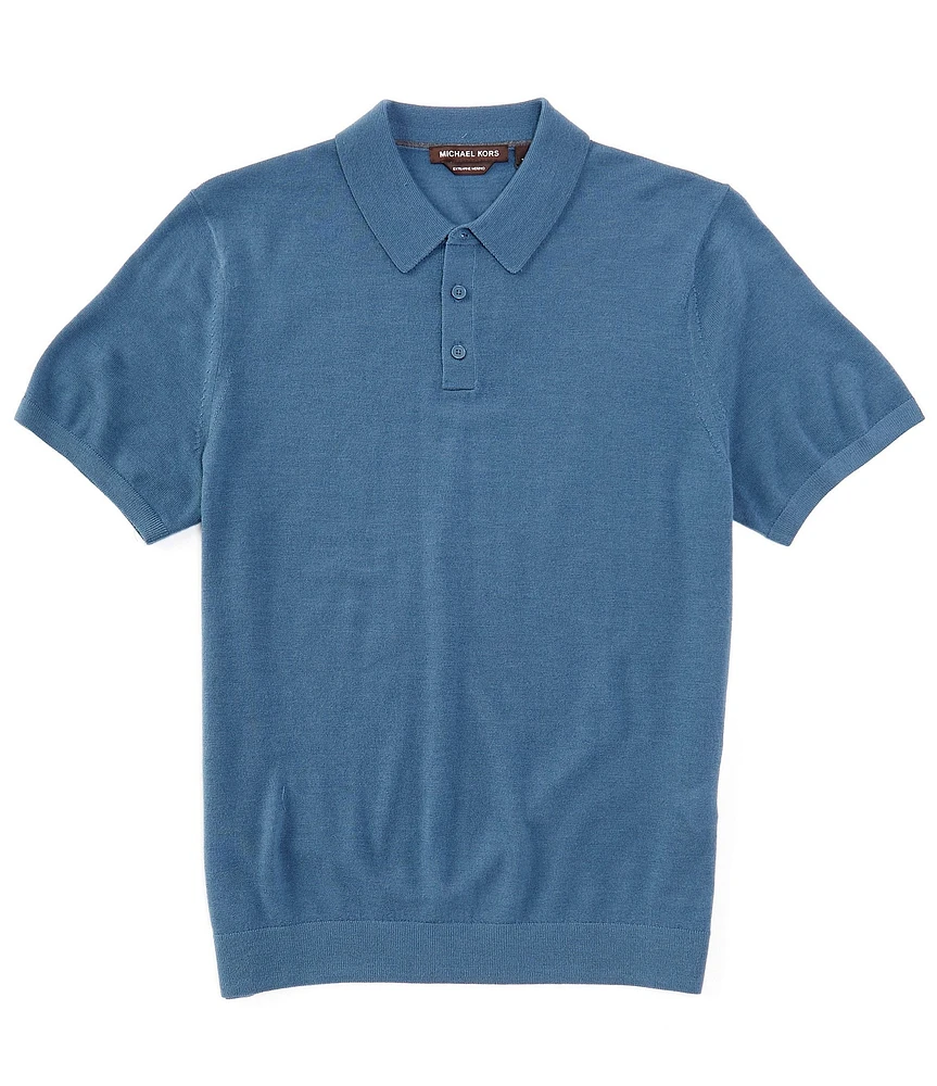Michael Kors Merino Wool Short Sleeve Knit Polo Shirt