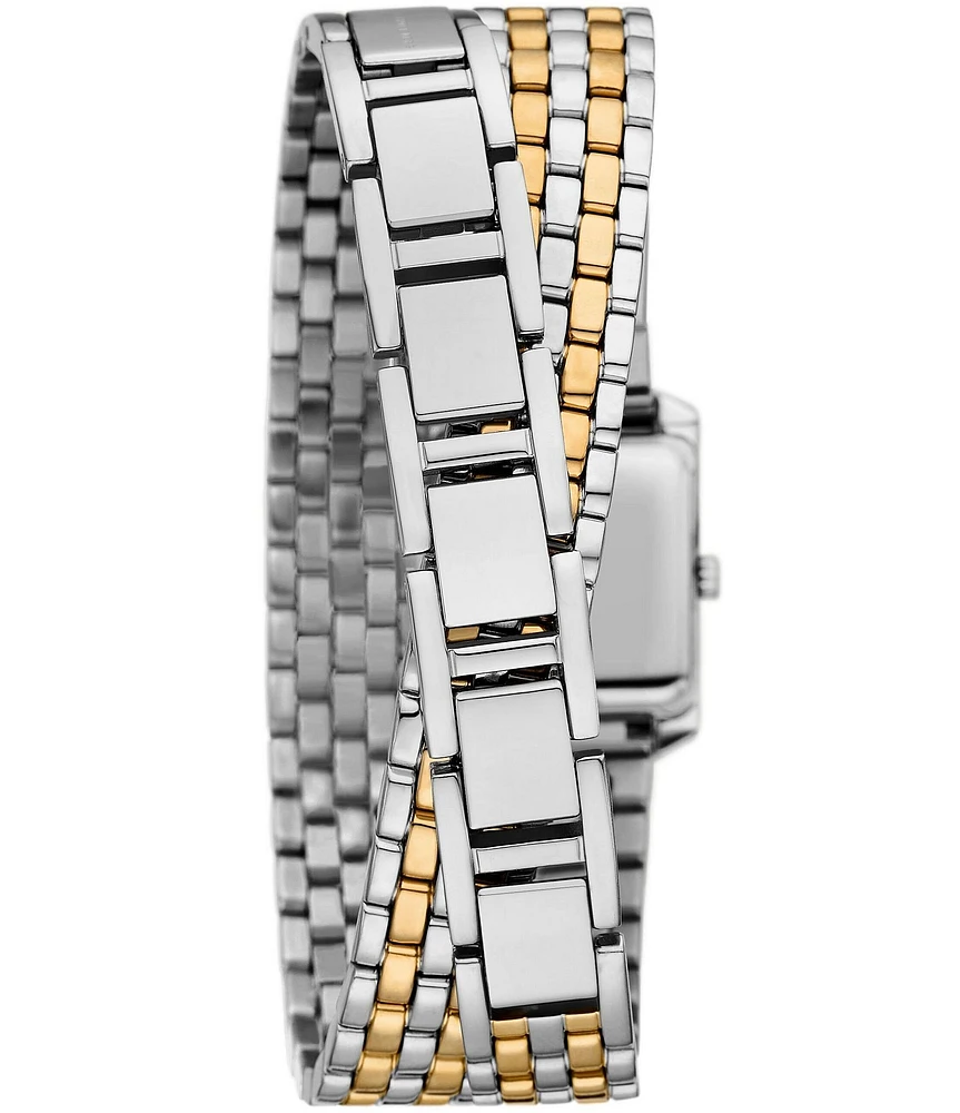 Michael Kors Women's Emery Three Hand Two Tone Double Wrap Stainless Steel Bracelet Watch