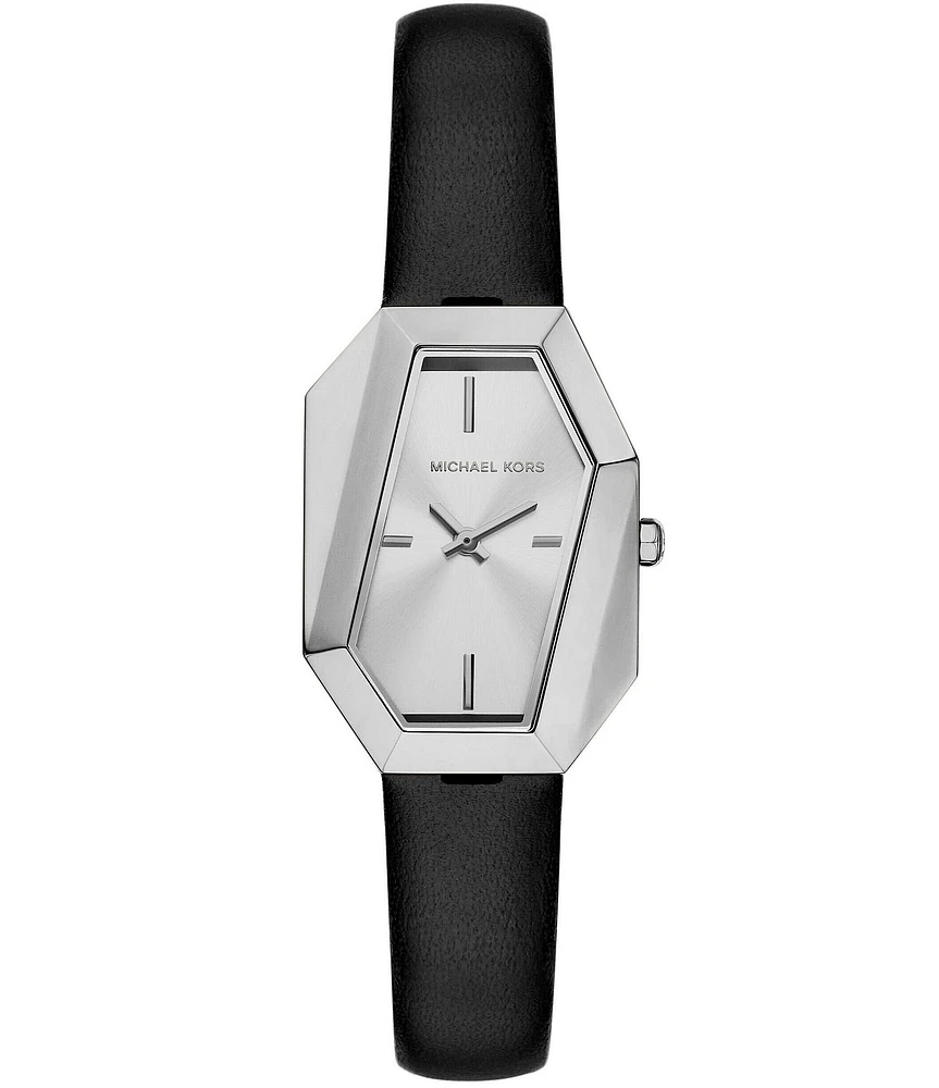 Michael Kors Women's Suri Two-Hand Black Leather Strap Watch