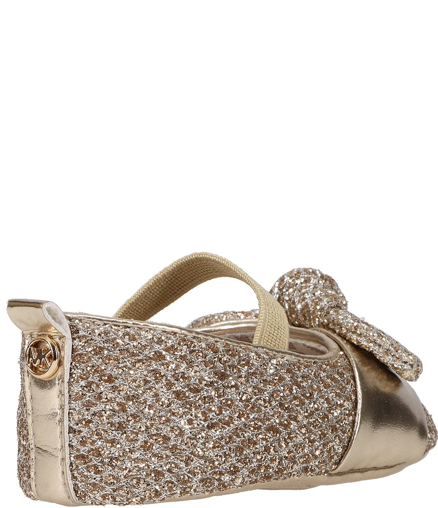 MICHAEL Michael Kors Girls' Baby Kellie Glitter Bow Ballet Crib Shoes (Infant)