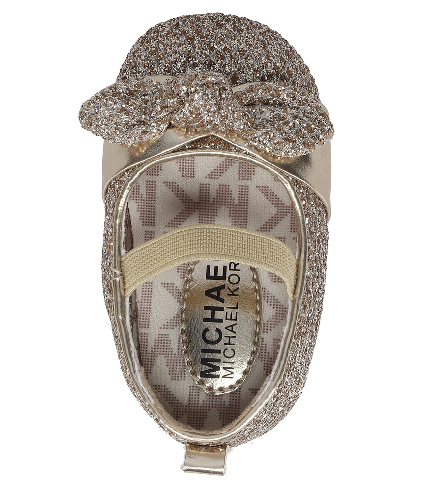 MICHAEL Michael Kors Girls' Baby Kellie Glitter Bow Ballet Crib Shoes (Infant)