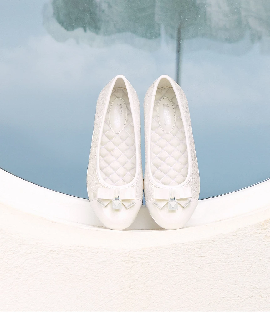 MICHAEL Michael Kors Girls' Kenya Glitter Padlock Hardware Bow Ballet Flats (Toddler)