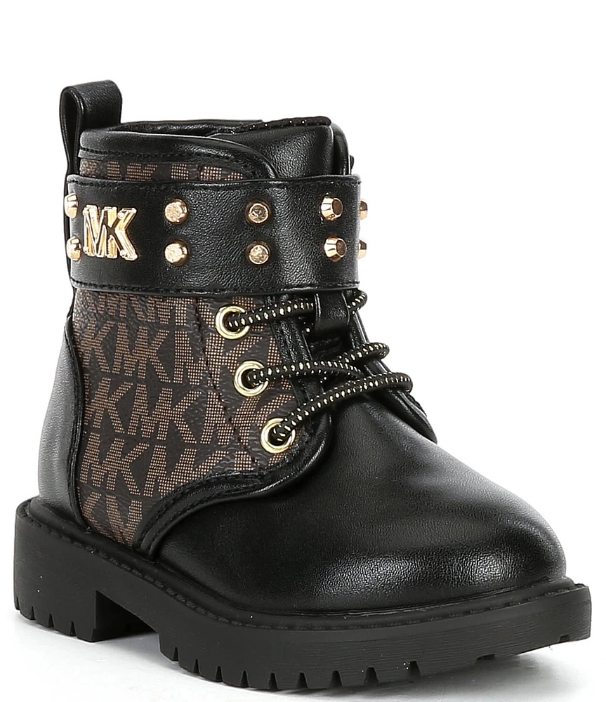 MICHAEL Michael Kors Girls' Madeline Haskell Stud Logo Combat Boots (Infant)