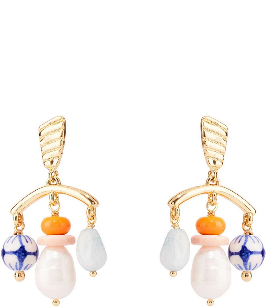 Mignonne Gavigan Lupe Pearl Beaded Resort Chandelier Earrings