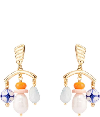 Mignonne Gavigan Lupe Pearl Beaded Resort Chandelier Earrings