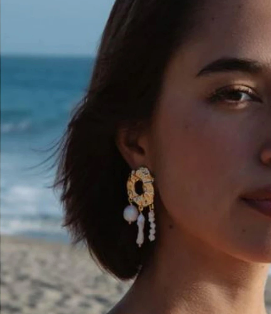 Mignonne Gavigan Silvia Freshwater Pearl Molten Chandelier Earrings