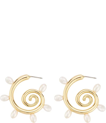 Mignonne Gavigan Toni Sculptural Freshwater Pearl Hoop Earrings