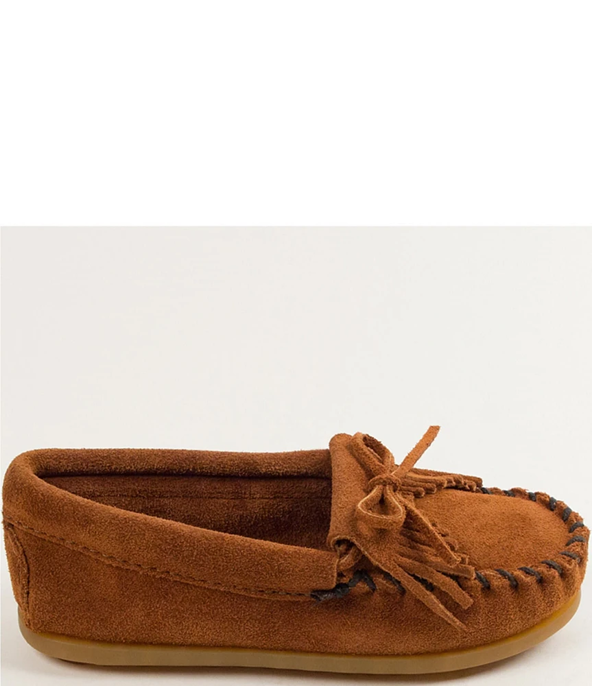 Minnetonka Kids' Kilty Suede Whipstitch Moccasins (Infant)