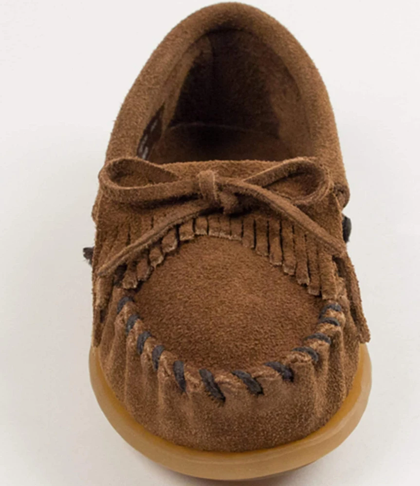 Minnetonka Kids' Kilty Suede Whipstitch Moccasins (Infant)