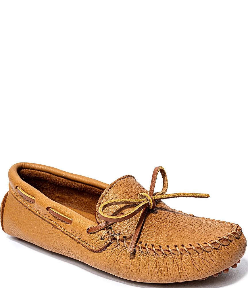Minnetonka Women's Classic Driver Leather Bow Detail Mocassins