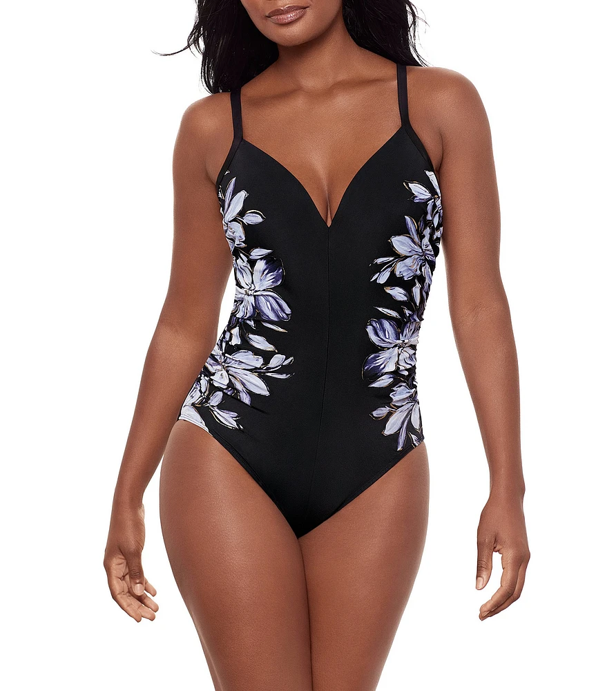 Miraclesuit Fiore Di Luna Temptation Sweetheart Neck Underwire Bra Side Shirred One Piece Swimsuit