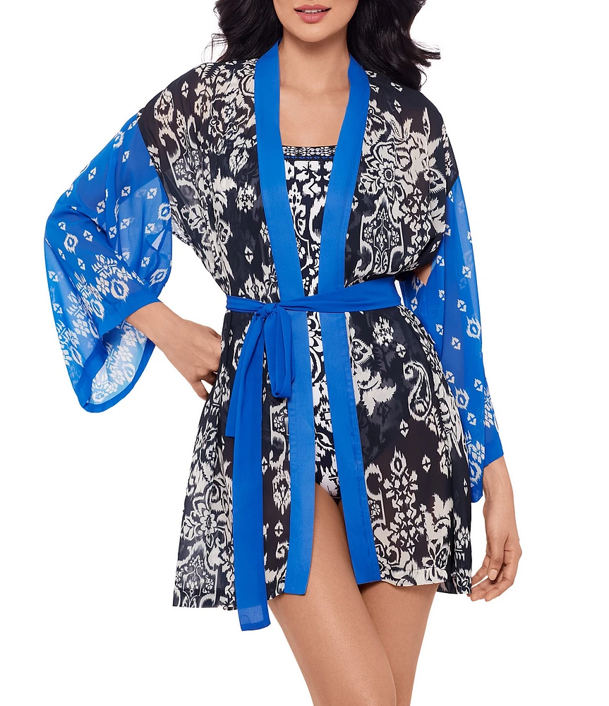 Miraclesuit Talavera Open Front Tie Belt Kimono Swim Cover-Up
