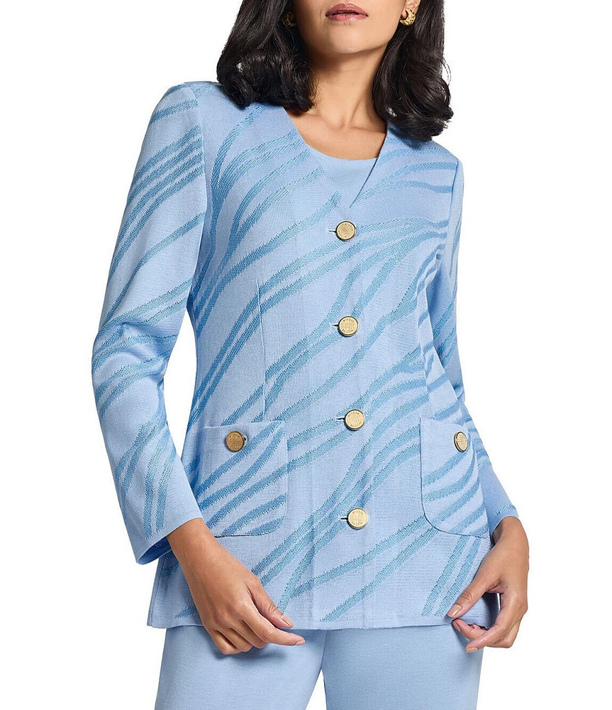 MISOOK Abstract Knit V-Neck Long Sleeve Jacket