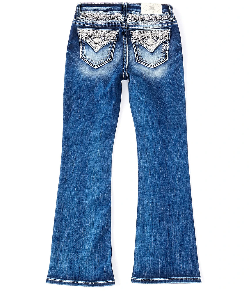 Miss Me Big Girls Flower Mid Rise Boot Cut Denim Jean