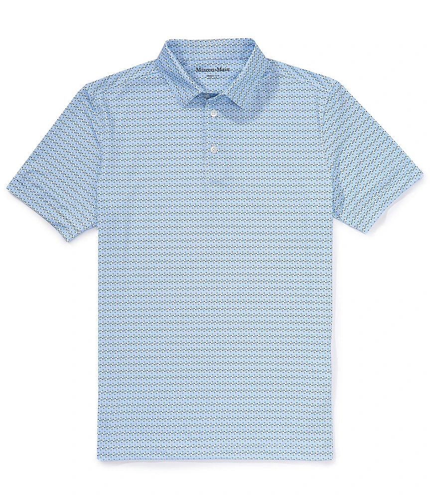 Mizzen+Main Byron Nelson Blue Boot Goofin Versa Performance Stretch Short Sleeve Polo Shirt