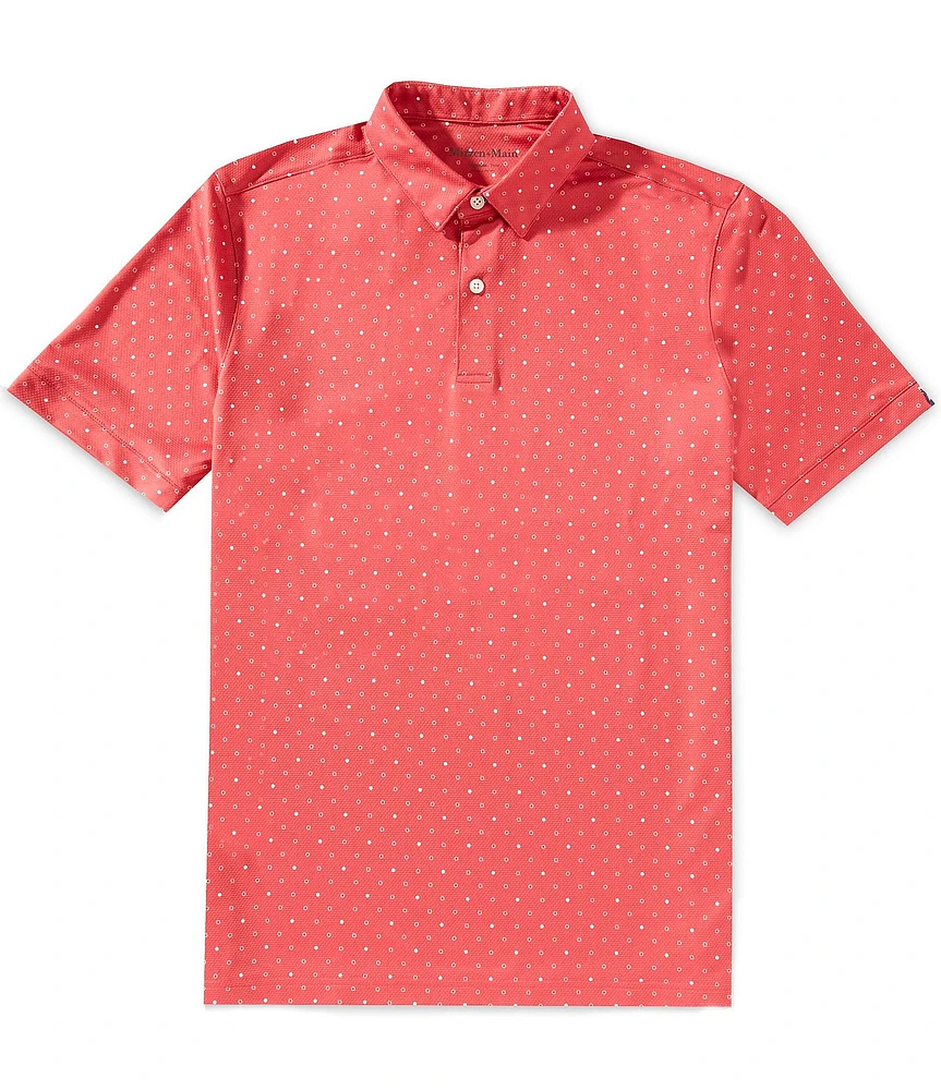 Mizzen+Main Performance Stretch Halyard Dot Print Short Sleeve Polo Shirt