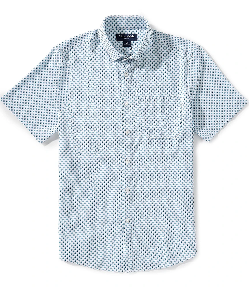 Mizzen+Main Performance Stretch Leeward Foulard Print Short Sleeve Woven Shirt