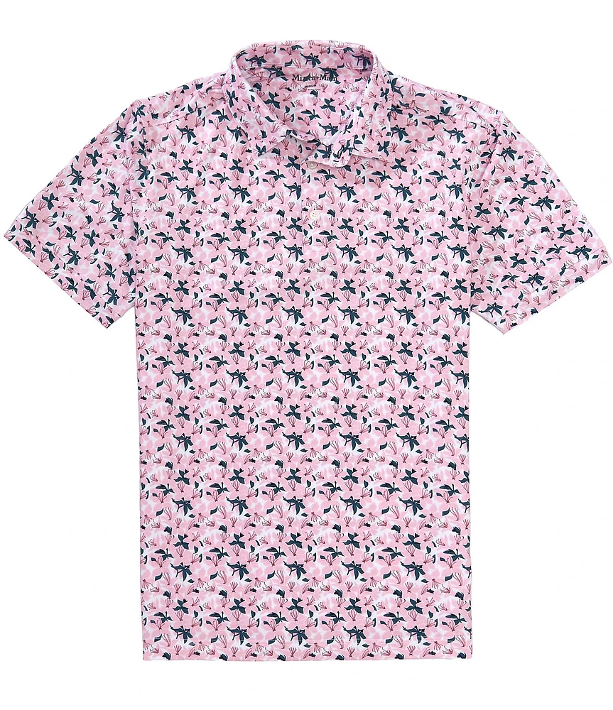 Mizzen+Main The Masters Versa Azaleas Print Short Sleeve Polo Shirt