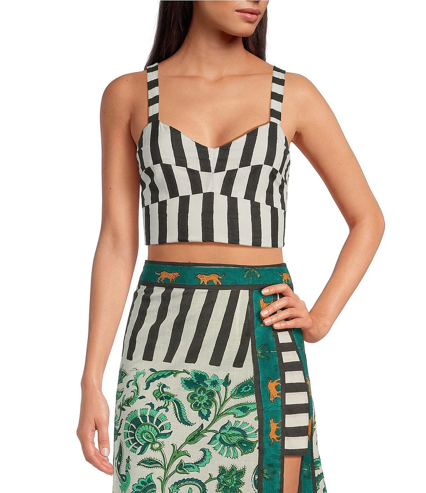 Mo Maya Stripe Sweetheart Neckline Sleeveless Coordinating Bra Top
