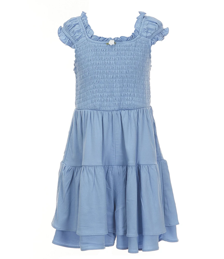 Moa Moa Big Girls Cap-Sleeve Mini-Ruffle Romper