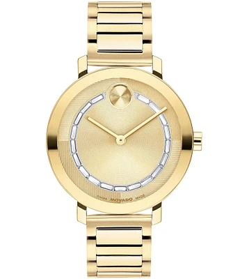 Movado Bold Women's Evolution 2.0 Quartz Analog Gold Tone Stainless Steel Bracelet Watch