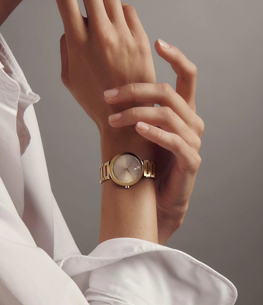 Movado Bold Women's Quartz Analog Gold Stainless Steel Bracelet Watch