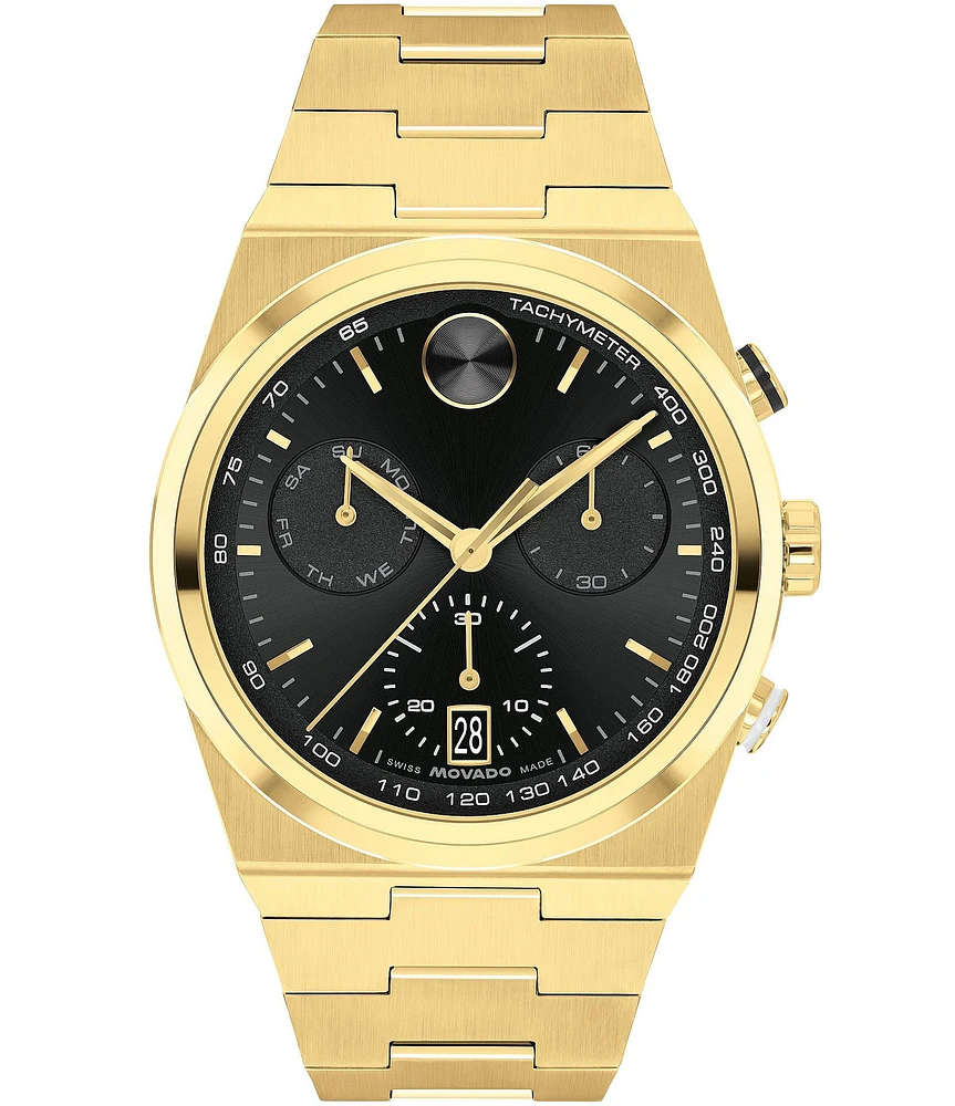 Movado Men's Bold Quest Quartz Chronograph Gold Tone Stainless Steel Bracelet Watch