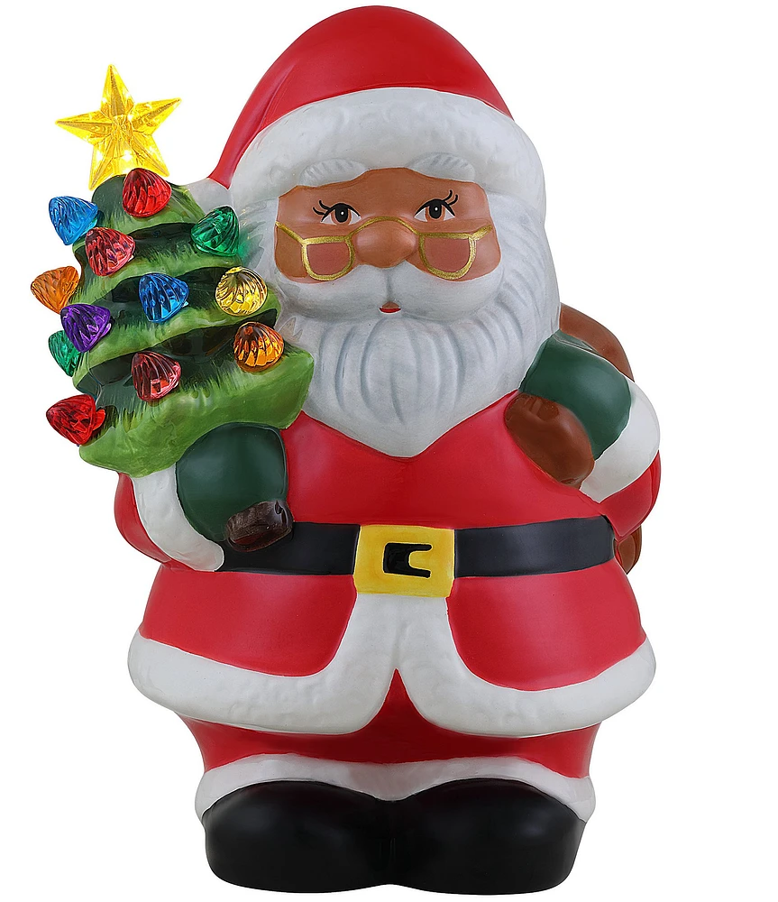 Mr. Christmas Ceramic Nostalgic African American Light-up Santa Figurine